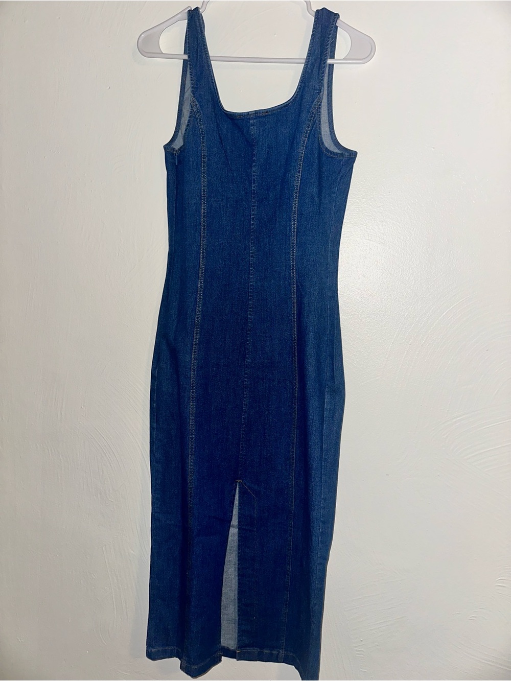 Fashion Nova Blue Denim Square-Neck Midi Dress - Picture 4 of 7